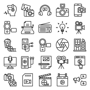 Kolayca değiştirebilen veya değiştirebilen Video Shoot & Production Vector Icon seti