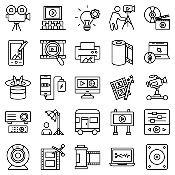 Video Shoot Production Vector Icon Set Which Can Easily Modify — Stock Vector