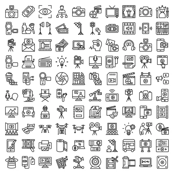 Juego Iconos Vectores Grabación Producción Vídeo Que Puede Modificar Editar — Vector de stock