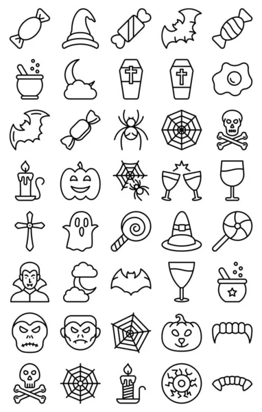 Halloween Isolé Icônes Vectorielles Définir Toutes Les Icônes Simples Peuvent — Image vectorielle