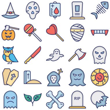 Cadılar Bayramı izole vektör simgeleri her bir simge kolayca değiştirilebilir ya da düzenlenebilir 