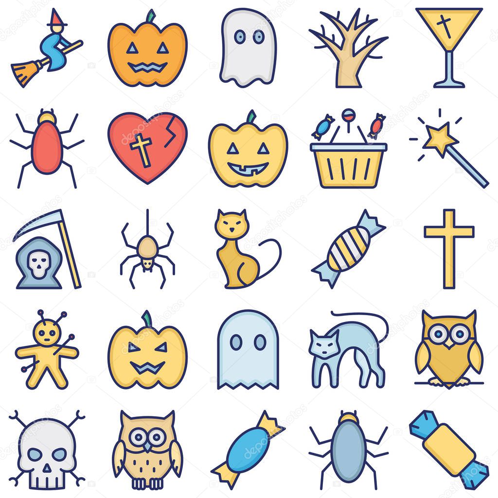Halloween isolated Vector icons set every single icons can be easily modified or edited 