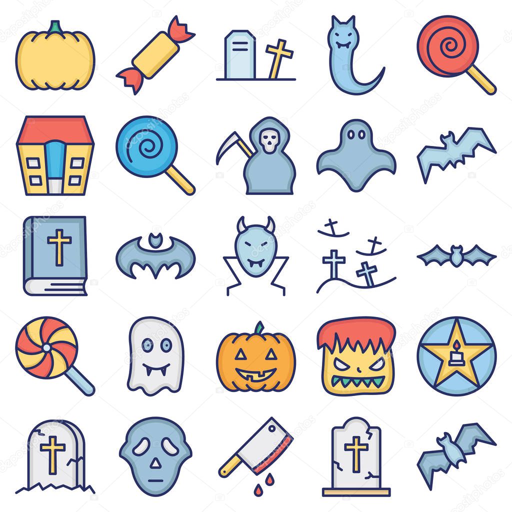 Halloween isolated Vector icons set every single icons can be easily modified or edited 