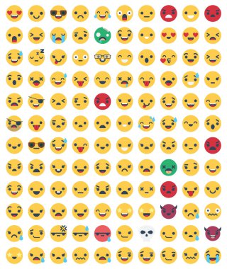 İfade ve izole vektör simgeler paketi Emoji kolayca değiştirilebilir veya herhangi bir renkte düzenleme