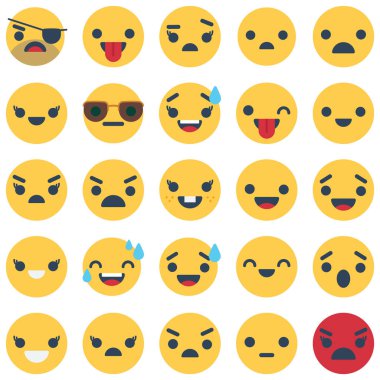 İfade ve izole vektör simgeler paketi Emoji kolayca değiştirilebilir veya herhangi bir renkte düzenleme