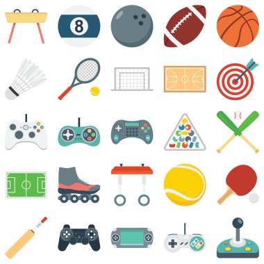 Spor ve Oyunlar İzole Edilmiş Vektör Simgeleri her bir simge kolayca değiştirilebilir veya düzenlenebilir