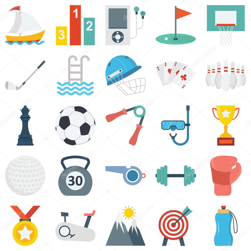 Sports and Games Isolated Vector Icons set every single icons can be easily modified or edit