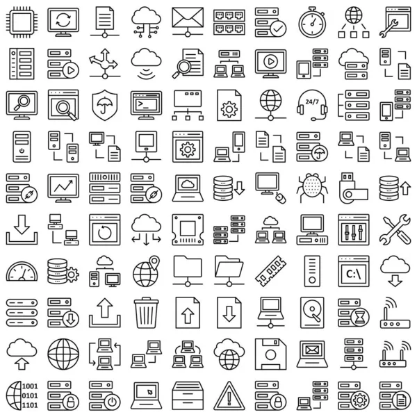 Database Server Location Icons Set Every Icon Can Easily Modify — Stock Vector