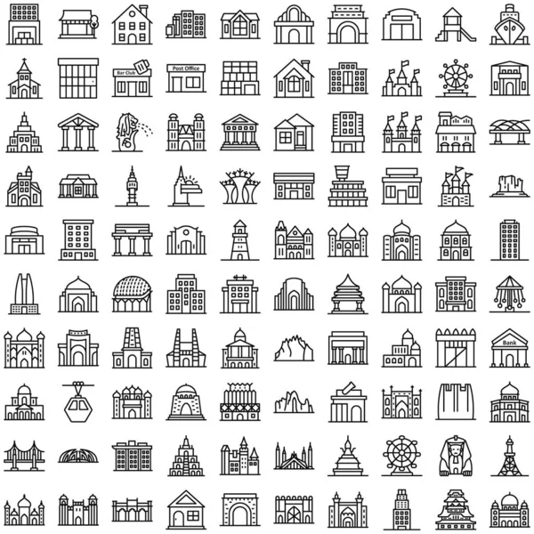 Conjunto Iconos Vectoriales Aislados World Landmarks Que Puede Modificar Editar — Archivo Imágenes Vectoriales