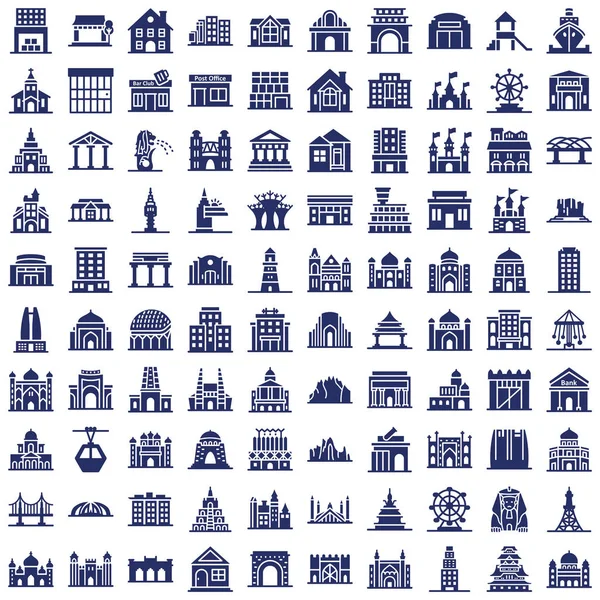 Conjunto Iconos Vectoriales Aislados World Landmarks Que Puede Modificar Editar — Archivo Imágenes Vectoriales