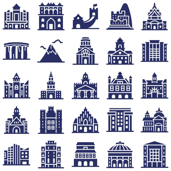 Conjunto Iconos Vectoriales Aislados World Landmarks Que Puede Modificar Editar — Archivo Imágenes Vectoriales