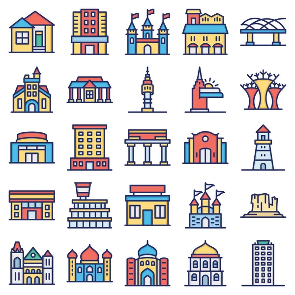 Conjunto Iconos Vectoriales Aislados World Landmarks Que Puede Modificar Editar — Archivo Imágenes Vectoriales