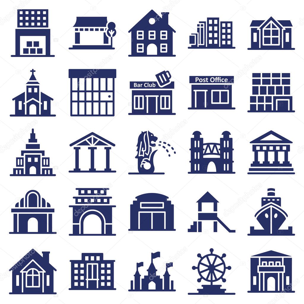 World Landmarks Isolated Vector Icons Set that can easily modify or edit