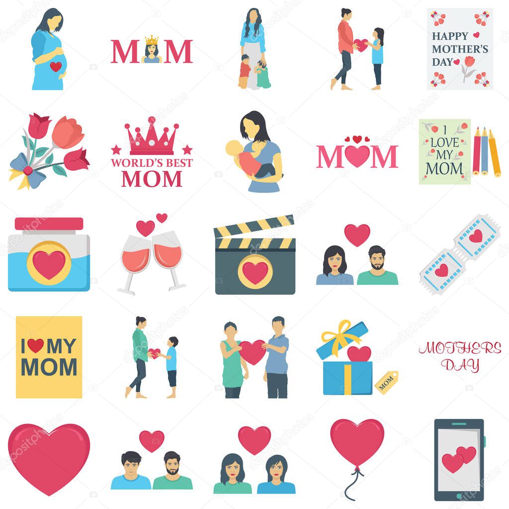Mother Day Color Vector icons set every single icon can easily modify or edit