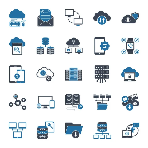 Data Networking Vector Icons Set Every Single Icon Can Easily — Stock Vector