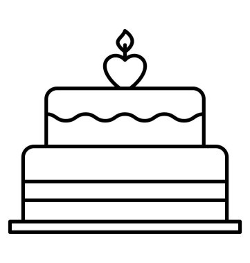 Kolayca düzenleyebilen ve düzenleyebilen doğum günü pastası çizgisi biçimi vektör simgesi