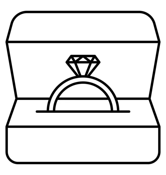 Diamond Ring Line Style Vektor Ikon Som Enkelt Kan Ändra — Stock vektor