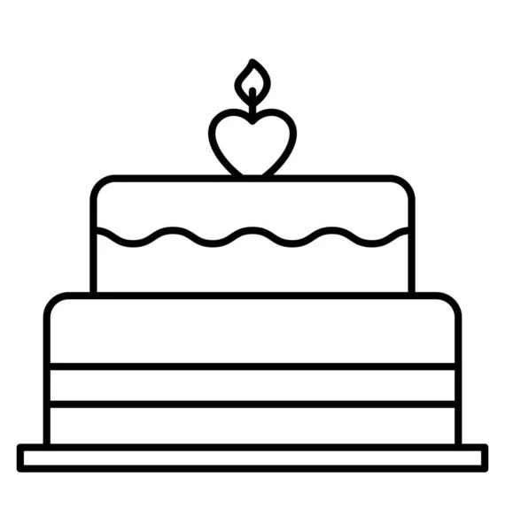 Torta Cumpleaños Línea Estilo Icono Vector Que Puede Modificar Editar — Vector de stock