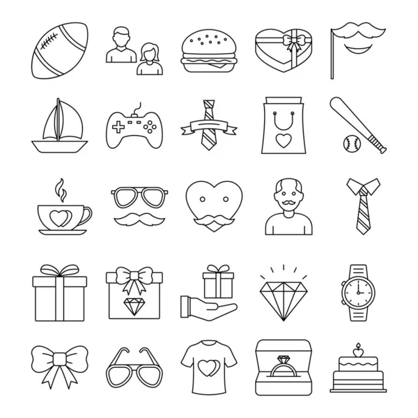 Día Del Padre Los Iconos Vectoriales Configuran Cada Icono Pueden — Archivo Imágenes Vectoriales