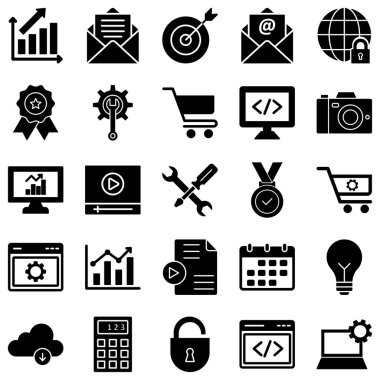 Web ve SEO Vektör simgeleri her bir simge kolayca değiştirilebilir veya düzenlenebilir. 