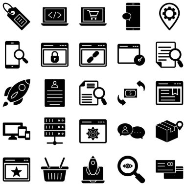 Web ve SEO Vektör simgeleri her bir simge kolayca değiştirilebilir veya düzenlenebilir. 