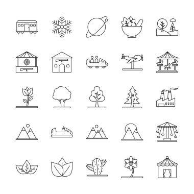 Doğa, bitki ve park izole edilmiş Vektör simgeleri her bir simge kolaylıkla değiştirebilir veya düzenleyebilir