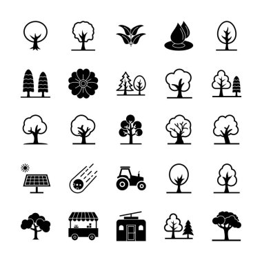 Doğa, bitki ve park izole edilmiş Vektör simgeleri her bir simge kolaylıkla değiştirebilir veya düzenleyebilir