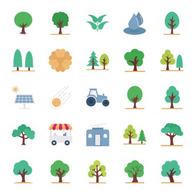 Doğa, bitki ve park izole edilmiş Vektör simgeleri her bir simge kolaylıkla değiştirebilir veya düzenleyebilir