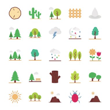 Doğa, bitki ve park izole edilmiş Vektör simgeleri her bir simge kolaylıkla değiştirebilir veya düzenleyebilir