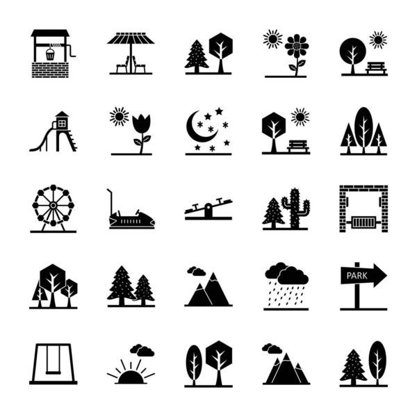Nature Plant Park Isolated Vector Icons Every Single Icon Can — Stock Vector