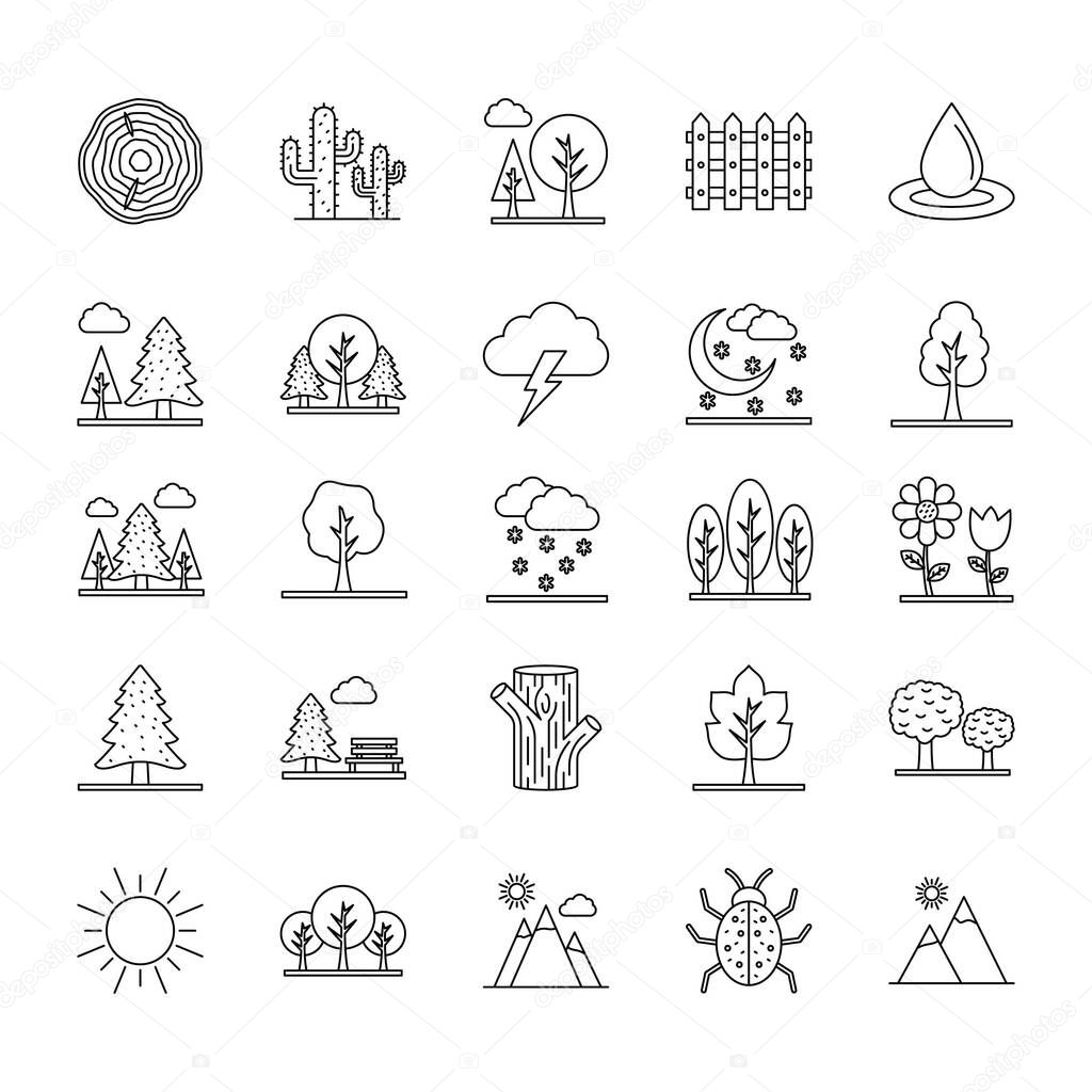 Nature, plant and park Isolated Vector icons every single icon can easily modify or edit