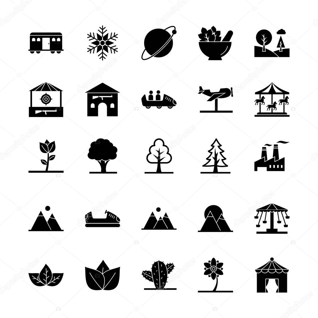 Nature, plant and park Isolated Vector icons every single icon can easily modify or edit