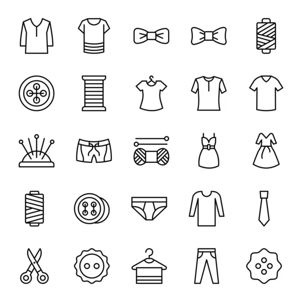 Sewing Material Isolated Vector Icons Very Useful Sewing Stitching Tailoring — Stock Vector