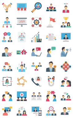 Teamwork Color Vector icons set every single icons can be easily modified or edited clipart