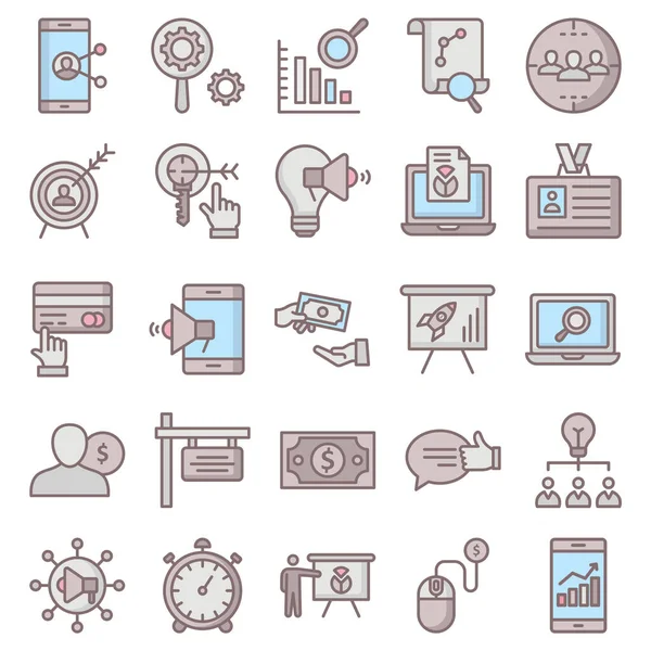 Mercado Economía Los Iconos Vectoriales Configuran Cada Icono Pueden Modificar — Vector de stock