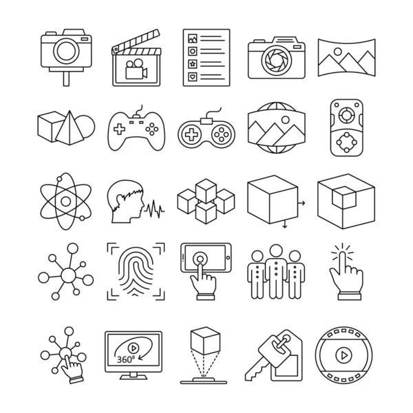 Virtual Reality Vector Icons Set Jedes Einzelne Symbol Kann Leicht — Stockvektor