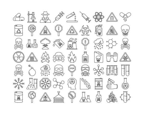 Poison Danger Symbols Los Iconos Vectoriales Establecen Que Cada Icono — Archivo Imágenes Vectoriales