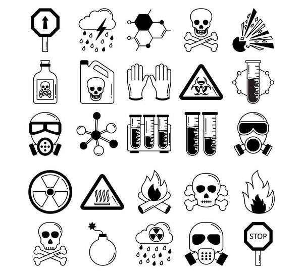 Poison & Danger Symbols Vector icons set every single icon can be easily modify or edit