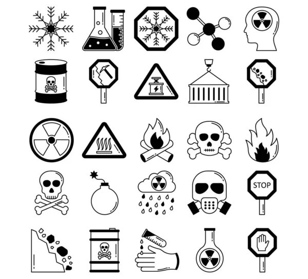 Poison Danger Symbols Los Iconos Vectoriales Establecen Que Cada Icono — Archivo Imágenes Vectoriales