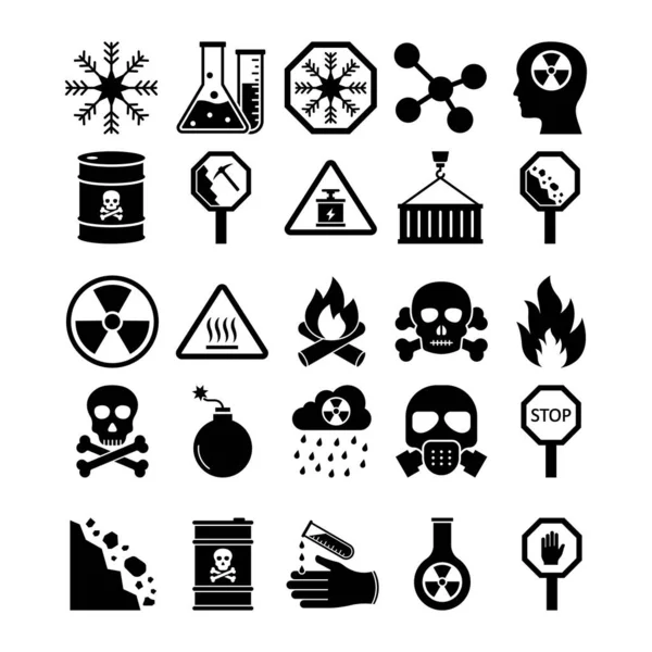 Poison Danger Symbols Los Iconos Vectoriales Establecen Que Cada Icono — Vector de stock