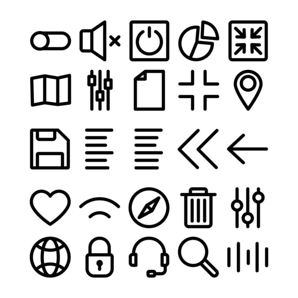 App User Interface Fette Umrisse Vektorsymbole Setzen Jedes Einzelne Symbol — Stockvektor
