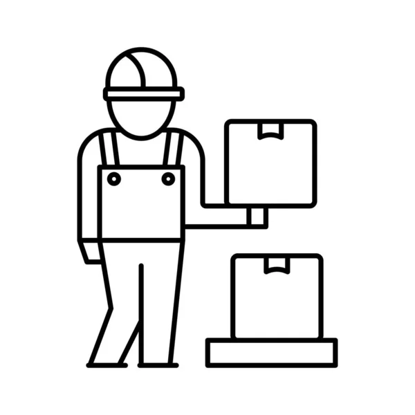 Man Lifting Box Vector Icon Que Pode Facilmente Modificar Editar — Vetor de Stock