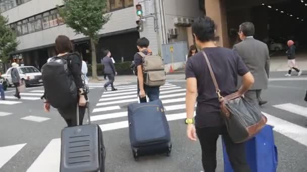 Osaka Japan Oktober 2016 Unbetitelter Tourist Mit Gepäck Der Die — Stockvideo