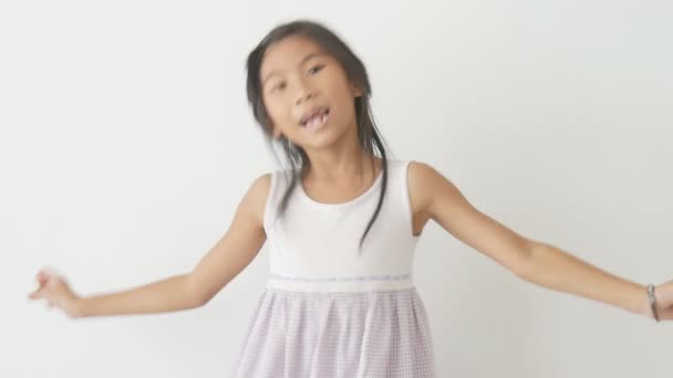 Girl Wearing Her Mother High Heel Shoes Dancing Home — Stock Video