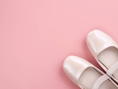 Bale ayakkabısı kopya alanı ile pembe arka plan üzerinde.