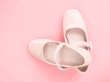 Bale ayakkabısı kopya alanı ile pembe arka plan üzerinde.