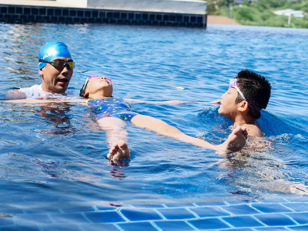 Prachubkirikhan Thailand October 2018 Untitled Swimming Coach Teaching His Student — Stock Photo, Image