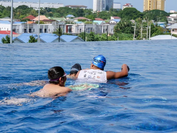 Prachubkirikhan Thailand October 2018 Untitled Swimming Coach Teaching His Student — Stock Photo, Image