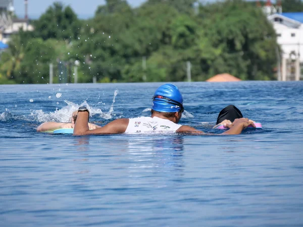 Prachubkirikhan Tajlandia Października 2018 Bez Tytułu Pływanie Trener Nauczania Jego — Zdjęcie stockowe