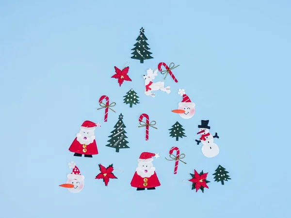 Christmas Objects Laid Out Shape Christmas Bauble Top View — Stock Photo, Image